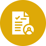 Document and user icon on yellow circle